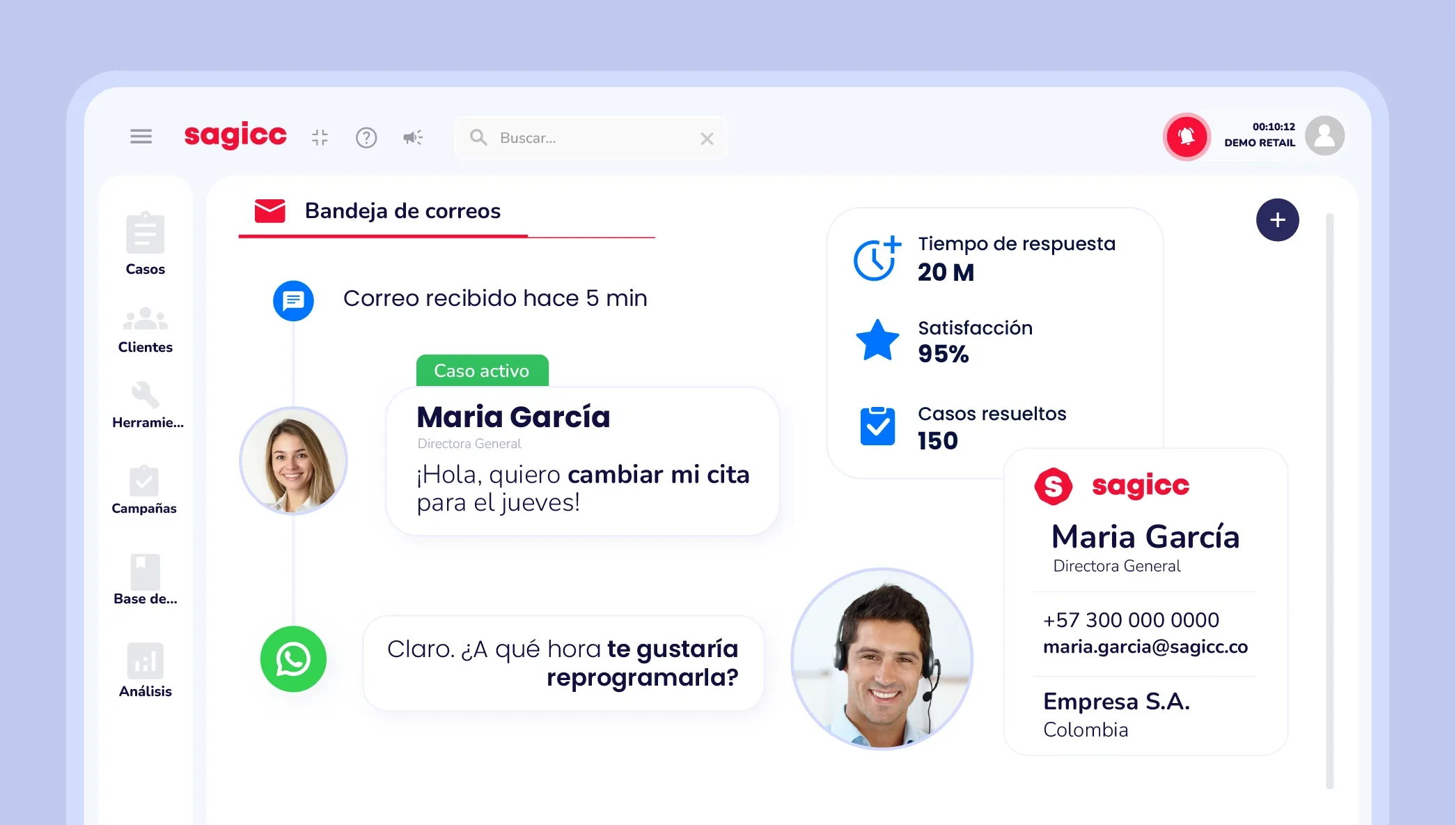 Bandeja de email en Sagicc